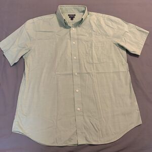 Croft & Barrow Shirt Mens Large Green Short Sleeve Button Up Classic Fit Pocket
